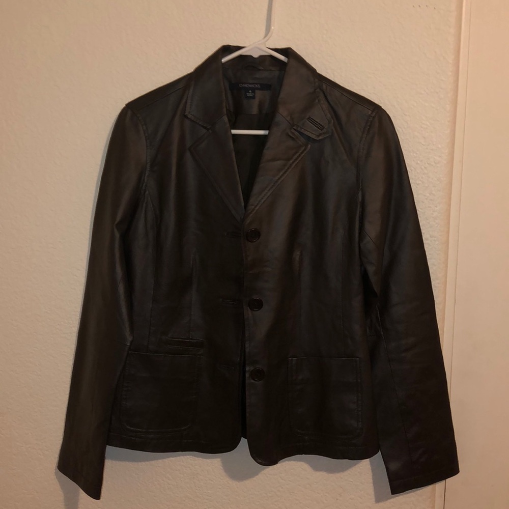 Brown Leather Chadwick’s Button Up Jacket